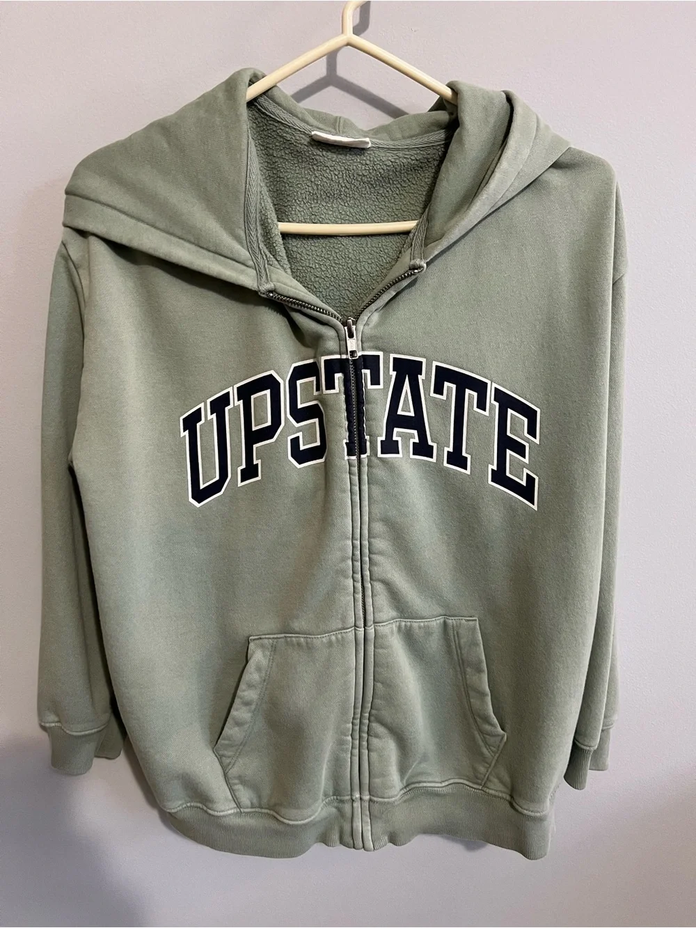 Gap Teen Size 10 Green Long Sleeve Zip-Up Hoodie Sweatshirt w/ Upstate Graphics